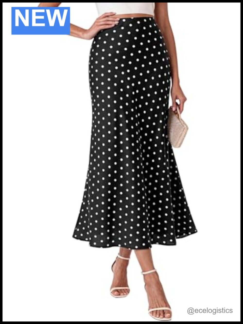 Silk Midi Skirt for Women A-Line Elastic High Waist Flowy